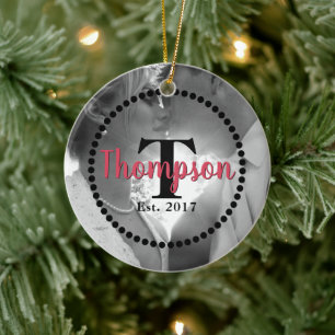 Ornamento De Cerâmica Nome da Família Monograma