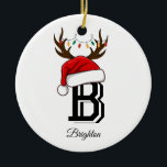 Ornamento De Cerâmica Nome da Família Monogramas Papai Noel Natal<br><div class="desc">Nome da Família Monogramas Papai Noel Natal</div>