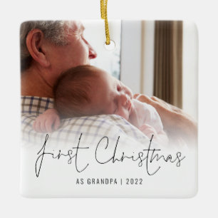 Ornamento De Cerâmica Nome da Foto Ano Primeiro Vovô de Natal