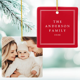 Ornamento De Cerâmica Nome da foto da família ano fronteira elegante ver