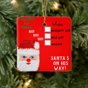 Ornamento De Cerâmica Nome da Lista de Boas e Más do Papai Noel