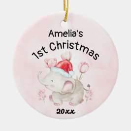 Ornamento De Cerâmica Nome da Menina Primeiro Rosa de Natal e Personaliz