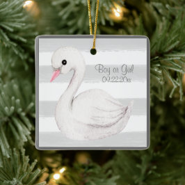 Ornamento De Cerâmica Nome da Tipografia do Bebê Menino ou Rapariga Data