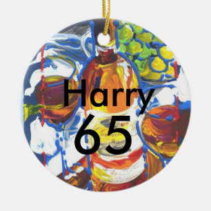 Ornamento De Cerâmica Nome de 65 anos de Cocktail colorido personalizado