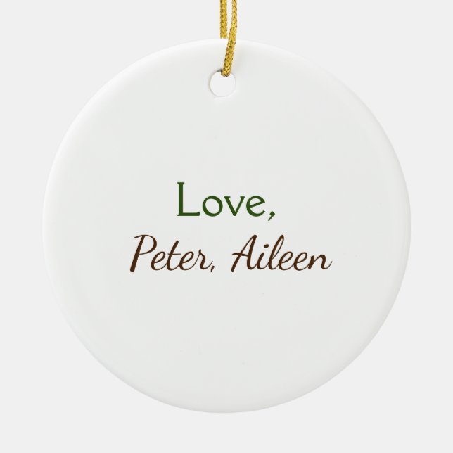 Ornamento De Cerâmica nome de adição de amor simples texto editável míni (Frente)