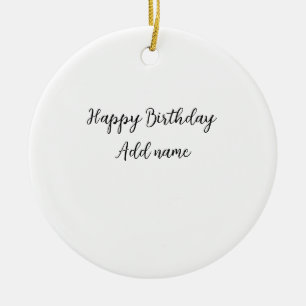 Ornamento De Cerâmica Nome de adição de aniversário de feliz título míni