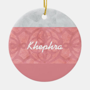 Ornamento De Cerâmica Nome de Aquarela da Cinza Rosa-Rosa-Rosa