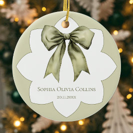Ornamento De Cerâmica Nome de Bebê Personalizado com Arco de Aquarela Ve