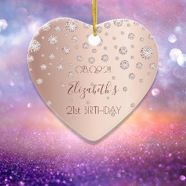 Ornamento De Cerâmica nome de diamantes ouro de rosa de aniversário de 2