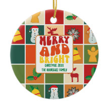 Nome de Família Colorido Retro em Negrito Natal