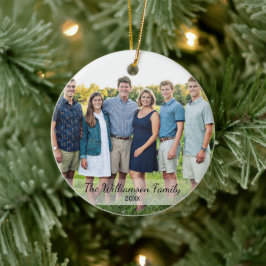 Ornamento De Cerâmica Nome de Foto da Família Personalizada Ano de Natal
