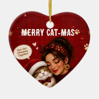 Ornamento De Cerâmica Nome de Foto de Natal Vermelho Alegre e Fofo do Ga