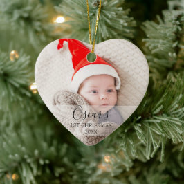 Ornamento De Cerâmica Nome de Foto do Bebê de Natal Personalizado