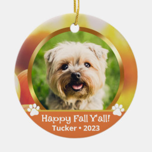Ornamento De Cerâmica Nome de Foto Personalizado Duplo Ano Pet Fall Orna