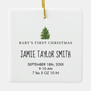 Ornamento De Cerâmica Nome de Keepsasasaara de Bebê Data de Nascimento E