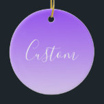 Ornamento De Cerâmica Nome de Script Cursivo e Mouse Leve-Roxo Editável<br><div class="desc">Design moderno mínimo com texto e cor de fundo editáveis.</div>