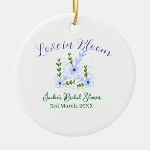 Ornamento De Cerâmica Nome do chá de noiva boho roxo amor em flor retro