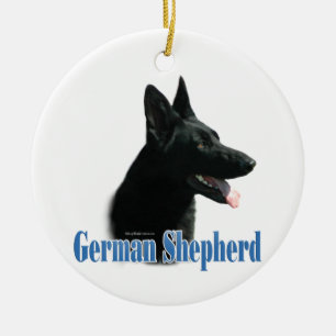 Ornamento De Cerâmica Nome do german shepherd (preto)