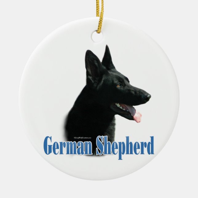 Ornamento De Cerâmica Nome do german shepherd (preto) (Frente)