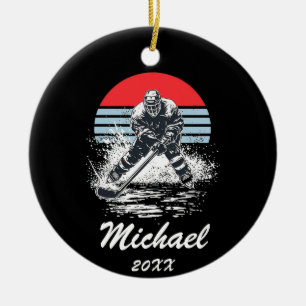 Ornamento De Cerâmica Nome do Jogador de Hóquei Personalizado da Tendênc