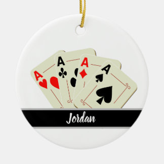 Ornamento De Cerâmica Nome do jogador de jogo de cartas personalizado