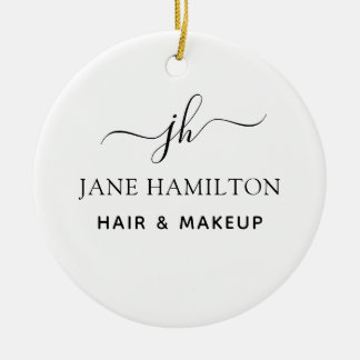 Ornamento De Cerâmica Nome do Monograma e Inicial