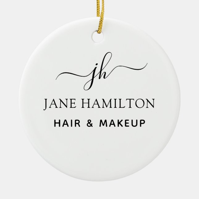 Ornamento De Cerâmica Nome do Monograma e Inicial (Frente)