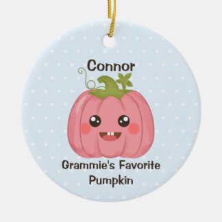 Ornamento De Cerâmica Nome do neto personalizado de abóbora favorito da 