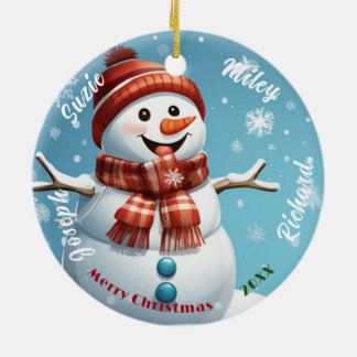 Ornamento De Cerâmica Nome do Snowman Ornament, Natal Personalizado