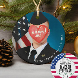 Ornamento De Cerâmica Nome do Soldado Fotográfico de Presente de Natal M