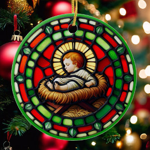 Ornamento De Cerâmica Nome e data de natal do querido Jesus