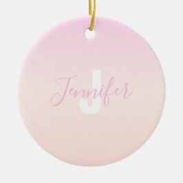 Ornamento De Cerâmica Nome e Monograma do Modelo de Gradação de rosas cl