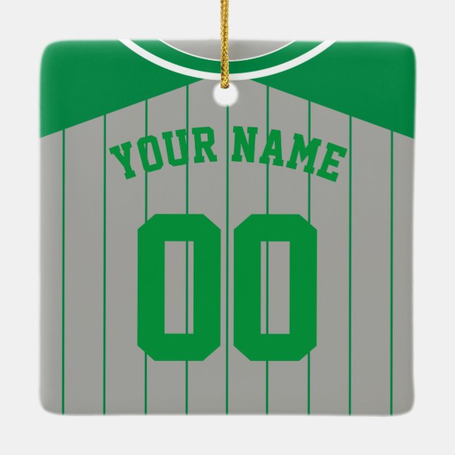Ornamento De Cerâmica Nome e Número Baseball Softball Jersey Modelo (Verso)