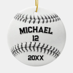 Ornamento De Cerâmica Nome e Número Personalizados da Tendência do Baseb