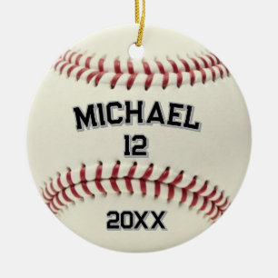 Ornamento De Cerâmica Nome e Número Personalizados da Tendência do Baseb