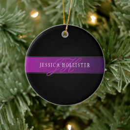 Ornamento De Cerâmica Nome Elegante e Monograma Inicial/s