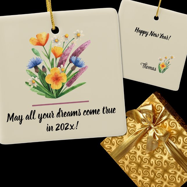 Ornamento De Cerâmica Nome, exibição anual, ano novo 2026 (Criador carregado)