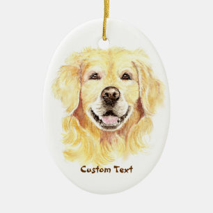 Ornamento De Cerâmica Nome feito sob encomenda, cão do golden retriever