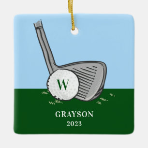 Ornamento De Cerâmica Nome Inicial de Golfe