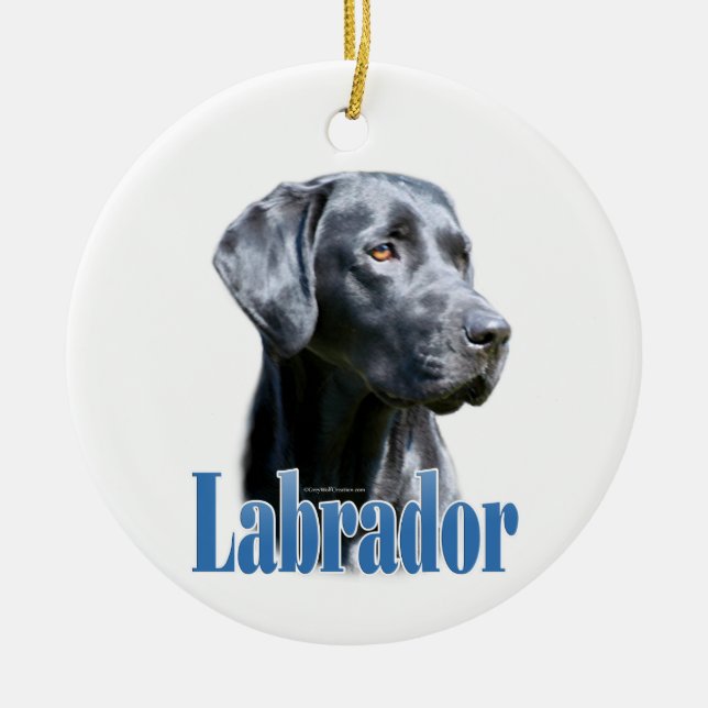 Ornamento De Cerâmica Nome Labrador (preto) (Frente)
