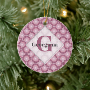 Ornamento De Cerâmica Nome Personalizado 1920 Dot RADIANTE Dusky Rosa Do