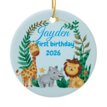 Nome personalizado azul menino bebê safari animal