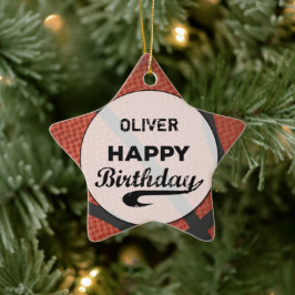 Ornamento De Cerâmica Nome personalizado Basball Ball Grande Grunge Birt