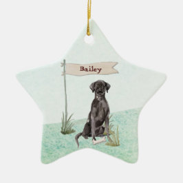 Ornamento De Cerâmica Nome personalizado Black Lab Pet Dog