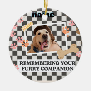 Ornamento De Cerâmica nome personalizado branco preto Bandana