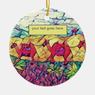 Ornamento De Cerâmica Nome Personalizado Camelos Oferece Três Sábios