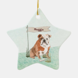 Ornamento De Cerâmica Nome Personalizado Cão-de-Pera Inglês Buldogue