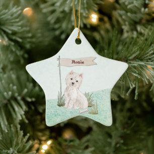 Ornamento De Cerâmica Nome Personalizado Cão de Pet Westie