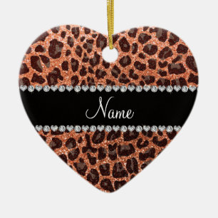 Ornamento De Cerâmica Nome personalizado colar cor de laranja com impres
