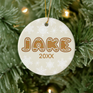 Ornamento De Cerâmica Nome Personalizado Cookies Pão de Natal